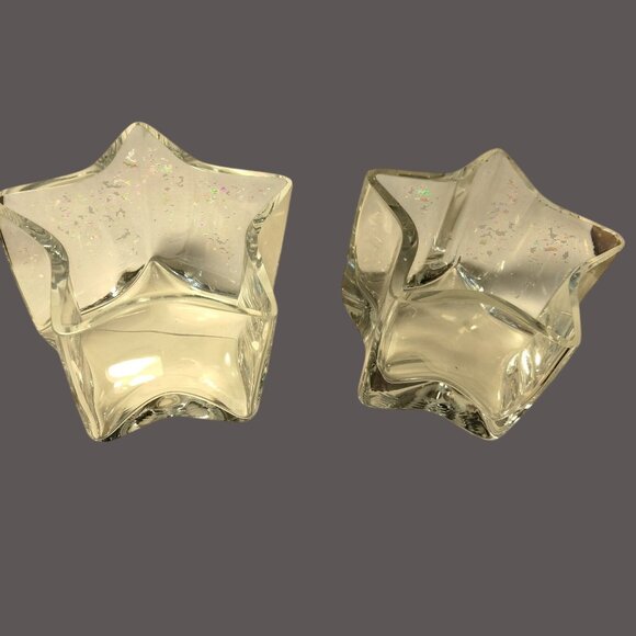 Star Shape Glass Votive Candle holder Red Marbles Tealight  Lot 2 - Picture 10 of 14